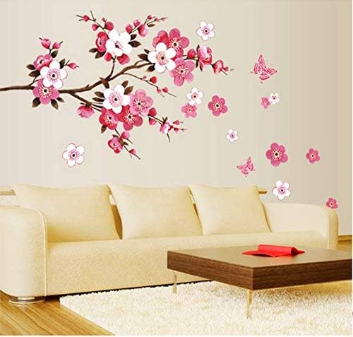 PVC Removable Peach Blossom Wall Sticker - Large, Transparent