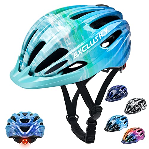 Exclusky Fahrradhelm Kinder Jungen 50-57CM mit Licht & Sonnenvisier,...