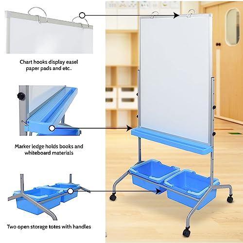 LUXOR Classroom Chart Stand with Storage Bins