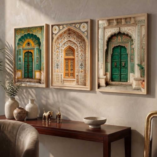 Image of kotart Decorative Traditional Indian Wall Art Paintings | Wall Posters With frames | Framed Painting for Living Room Home Room Bedroom Office Decor Set of 3