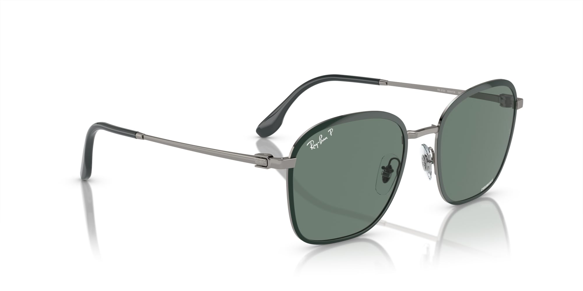 Ray-Ban Rb3720 Square Sunglasses Green on Gunmetal/Grey Polarized 55 Millimeters