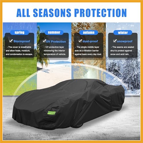 Image of Waterproof Car Cover for Chevrolet Corvette C3 1968-1982 Outdoor Full Car Cover with Zipper Door for Snow Rain Dust All Weather Protection Replacement