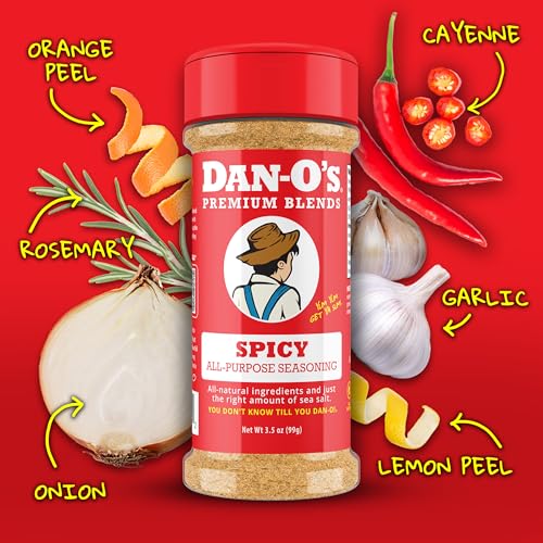 Dan-O's Spicy Seasoning, 3.5 oz Bottle, Hot Seasoning for Chicken, Wings, Burger Patties, Veggies and More, Sugar Free, Zero Calorie, Use this Spicy Blend to Craft a Marinade, Dry Rub or Sauce
