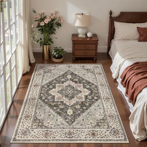 Image of Tangsoo 3x5 Washable Area Rugs, Farmhouse Non Slip Accent Rugs for Entryway