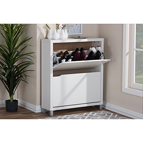 Baxton Studio Simms Shoe Cabinet, White #TOP3