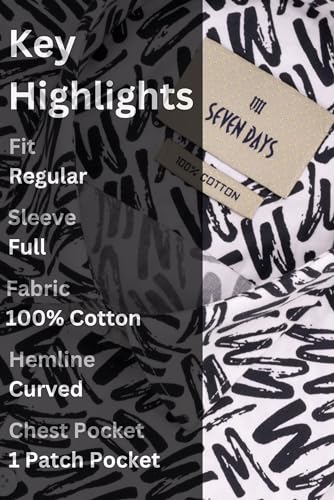 Image of 7-DAYS Men's Premium Formal Printed Shirt - 100% Cotton, Regular Fit, Full Sleeves, with Pocket - Stylish for Special Occasions.