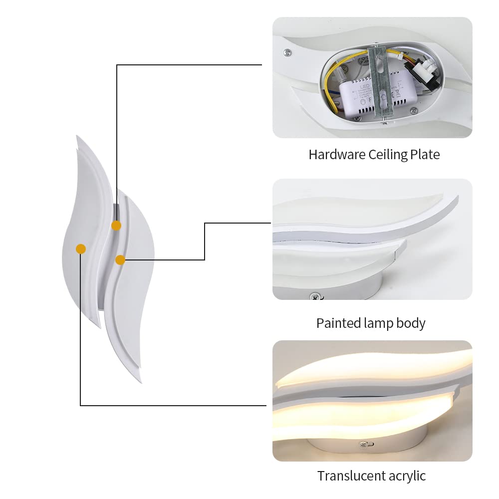 Goeco Applique LED da Parete Interno, Lampada da Parete LED, 12W Moderno Applique a Muro 3000K per Soggiorno Camera da Letto Scale, Bianco