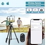 Lusweimi 72-Inch Tripod for ipad Pro iPhone, Camera Tripod for Phone with 2 in 1 Tripod Mount Holder for Cell Phone/Tablet/Webcam/Gopro, Tripod with Carry Bag and Wireless Remote for Photography/Video
