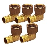 Supply Giant QGTM1212-5 PEX Barb X FIP 90 Degree Swivel Elbow Pipe Fitting, 1/2''x1/2'', Brass, Pack...