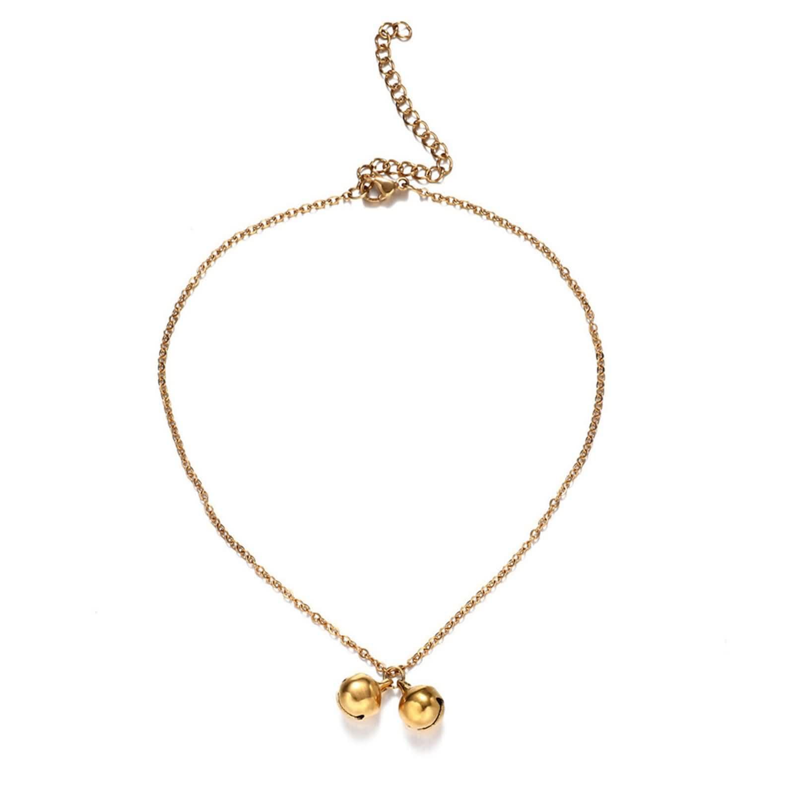 Tobillera boho de oro blanco de 18 quilates Au750, cadena de oro 750 con campanas, tobilleras para mujer, verano, playa, pie joyas para madre y niña