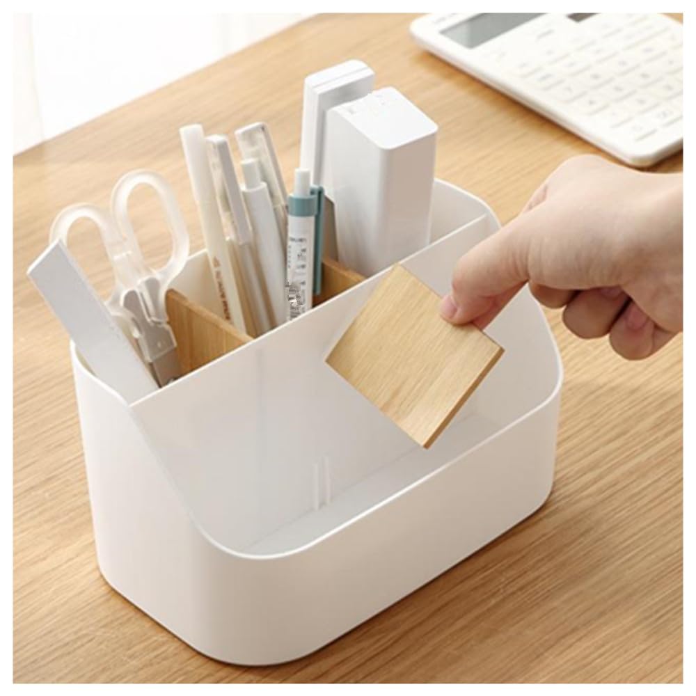 Wanfoou Desk Organiser, 5 Compartments Bamboo Office Organiser, Multifunctional Storage Box, Desk Organiser - Image 2