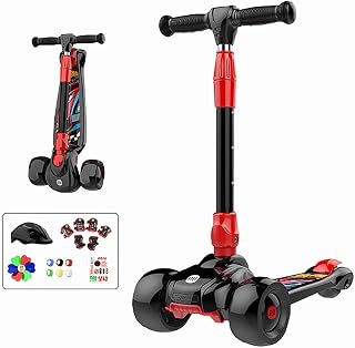 DODOBD Kick Scooters Toddler, Foldable 3 Wheel Scooter Perfect Kids Scooter Light Up Scooter for Boys Girls Aged 2-5, with LED Flashing Light Up Wheels, Adjustable Height Handle