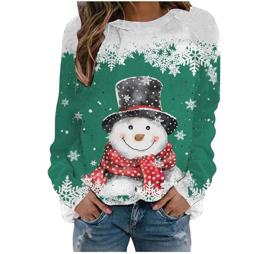 Sweat de sport femme imprimé bonhomme de neige vert XXL, le cadeau idéal pour Noël