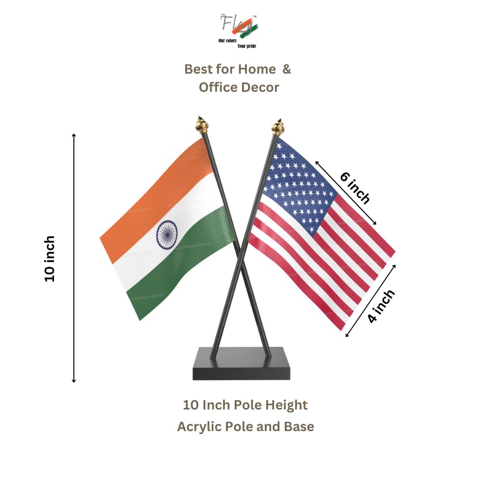 The Flag Company Country Cross Table Desk Flags on Acrylic Base with Poles (Length: 10 inches) | Use for Home & Office,Conference (USA) 2