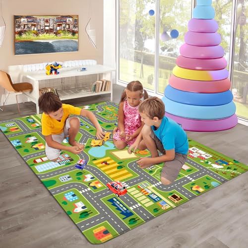 Kids Roommat Rug City Life Great for Playroom Classroom Bedroom - Non-Slip City Pretend Room Mat (Large- 5 x 7 FT) - Image 3