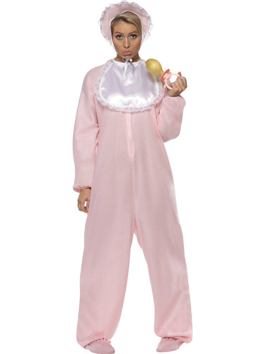 Smiffy's Women's Smiffy Baby Romper Costume Jumpsuit With Bonnet And Bib