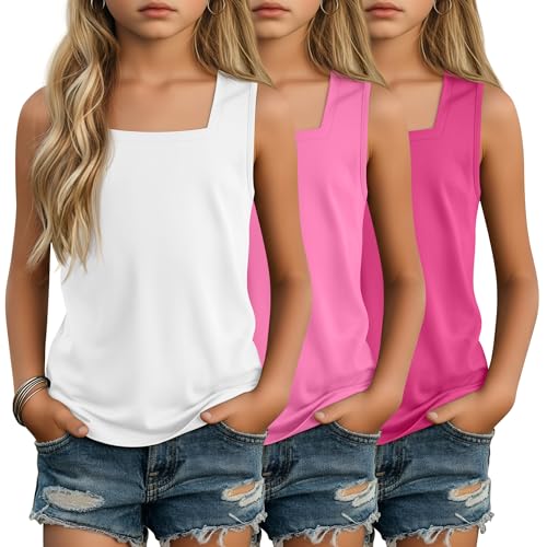 Image of 3 Pack Girls Square Neck Tank Tops
