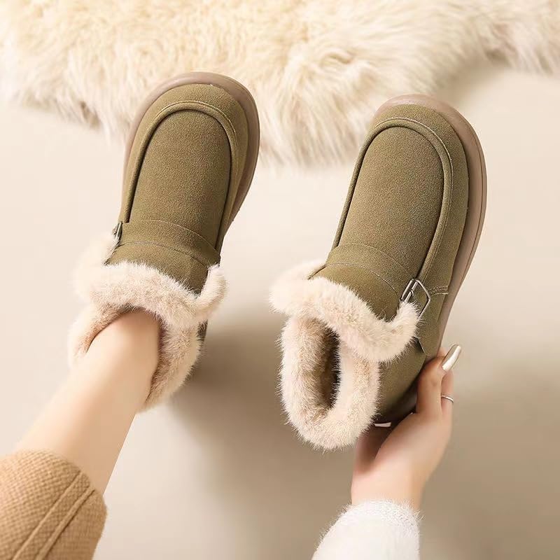 Womens Moccasin Snow Boots Warm Winter Boots Ankle Boots for Women Outdoor Fur Lined Womens Shoes Slippers - Image 2