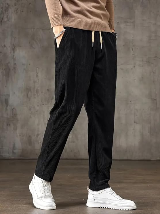 Image of NoseQueen Men's Corduroy Relaxed Fit Stretchable & Comfortable Sweatpant Trousers Pant