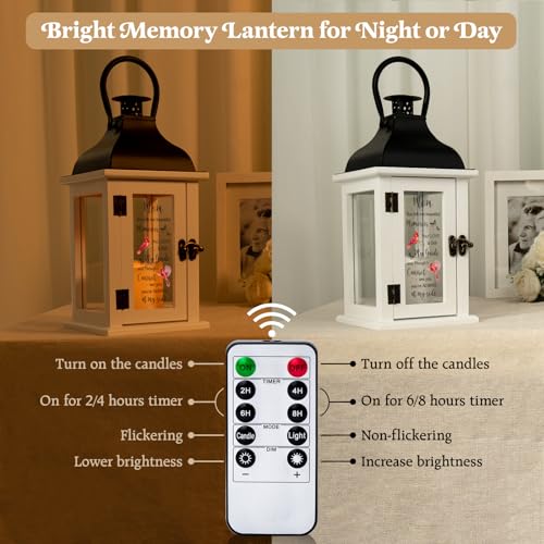 Memorial Lantern - Bereavement Sympathy Gifts for Loss of Loved One Memorial Gifts for Loss of Mother Remembrance Gifts Thoughtful Funeral Gifts for Loss of Mom with LED Candle and Remote - Image 4