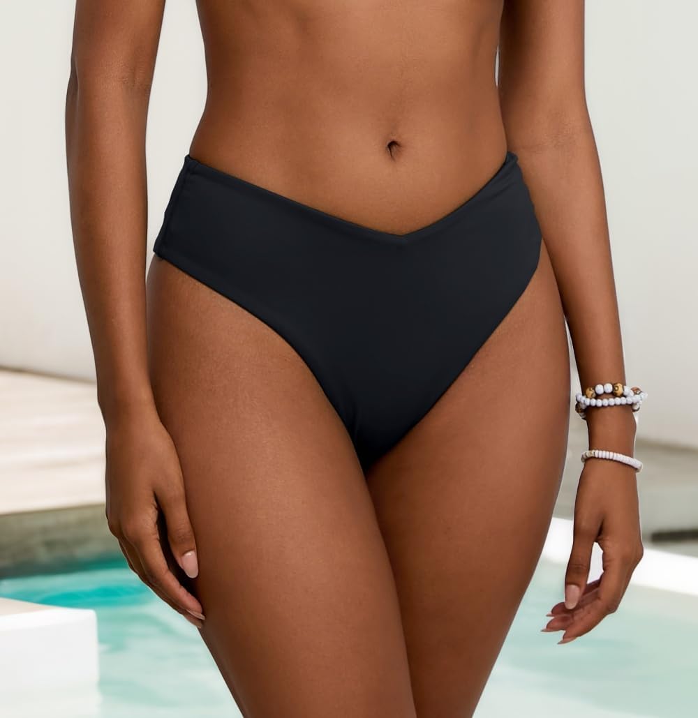 geluboao Women's Bikini Bottom Sexy V Cut High Cut Swimsuit High Waisted Bathing Suit Bottoms - Image 4