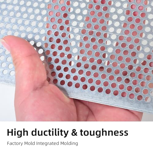 Image of AggAuto Universal 40 inchx13 inch Car Grill Mesh - Aluminum Alloy Automotive Grille Insert Bumper Perforated Metal Sheet Round Hole 4mm, One of the Most Multifunctional Shape Grids 100x33cm Silver