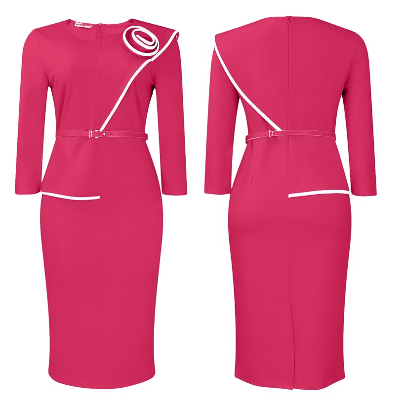 Image of Wear to Work Dress for Women Business Casual Bodycon Midi Dress Elegance Church Outfits