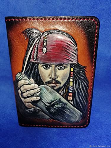 Jack Sparrow, 3D Genuine Leather Travel Passport Cover, Passport Holder, Passport Case, Hand-Carved, Hand-Painted, Leather Carving, Custom Passport Case, Personalized Passport Case2
