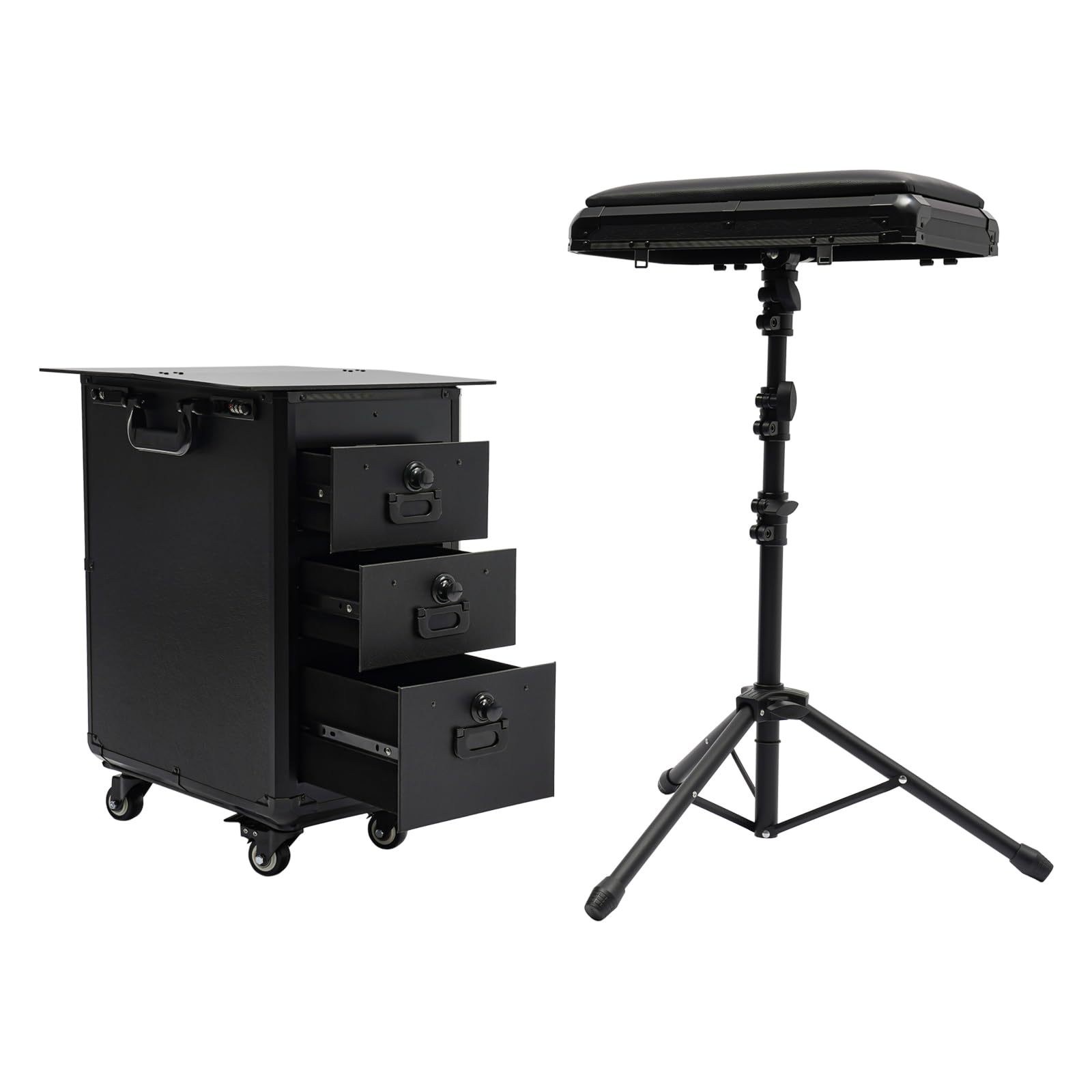 NEATOOM Rolling Makeup Case, Professional Makeup Train Case with Drawers & Hand Bracket, Cosmetics Storage Organizer for Nail Technicians, Cosmetologists, Stylists