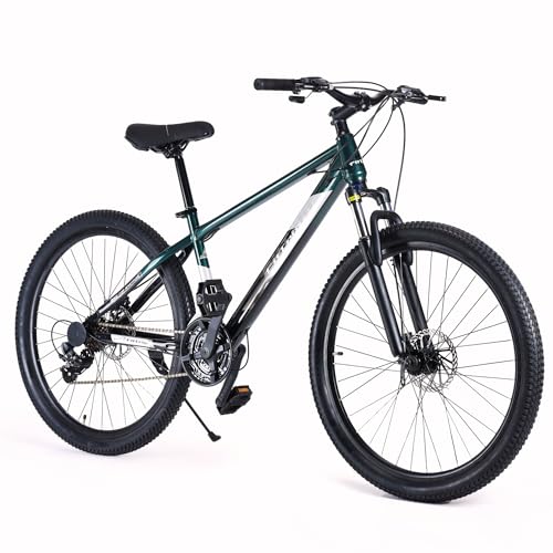 Image of FitTrip Dominator 27.5 T Unisex MTB | 21 SPD Shimano Gear Cycle for Boys | Zoom Alloy Lockout Suspension | Imported Clarks UK Dual Disk Brakes | Unisex Stunt MTB Cycle (British Racing Green)