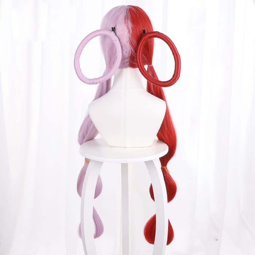 Anime One Piece Film Uta Parrucca Metà Rosso e Viola Copricapo Shanks Figlia Parrucche di Un Pezzo Donna Ragazza Anime costume oggetti di scena