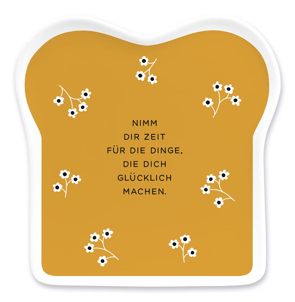 Grafik-Werkstatt Toast Plate with Saying, Porcelain, Nimm dir Zeit, 61767, 14.5 x 15.5 cm, White