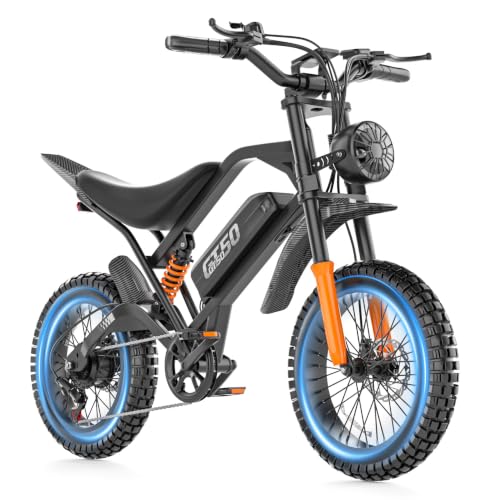 Image of Misodo Electric Dirt Bike for Adults Teens, 20 inch Fat Tire Electric Bike, 5500W Peak, 100 Miles Range, 7-Speed Mountain Ebike, Electric Bicycle, 48V Removable Battery, Hydraulic Brakes, Full Suspension