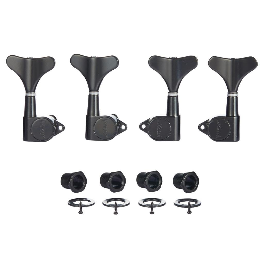 4 String 18:1 Sealed Bass Tuners Bass Guitar Tuning Keys Pegs Bass Tuning Machines Compatible with Ibanez/Yamaha Style Acoustic/Electric Bass Black 2R/2L