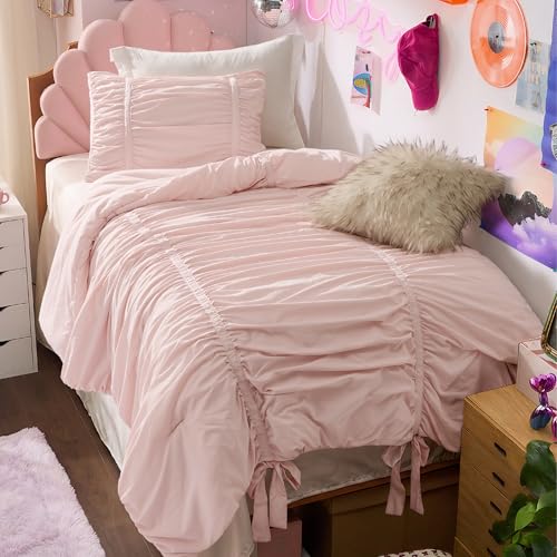 Bedsure Ruched Comforter Set with Bow...