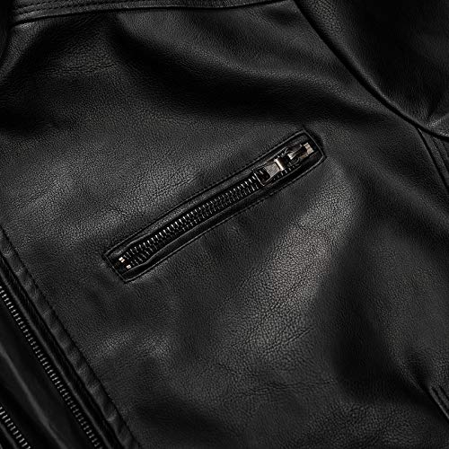 Image of WULFUL Men's Stand Collar Leather Jacket Motorcycle Lightweight Faux Leather Outwear