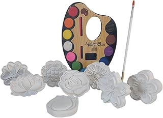 مجموعة من 8 قوالب جبسية لزهور وورود بأشكال متنوعة للتلوين، مع لوحة ألوان مائية 12 لونا وفرشاة مصممة للأطفال الذين يحبون الفن والطبيعة لتطوير مهاراتهم الإبداعية.