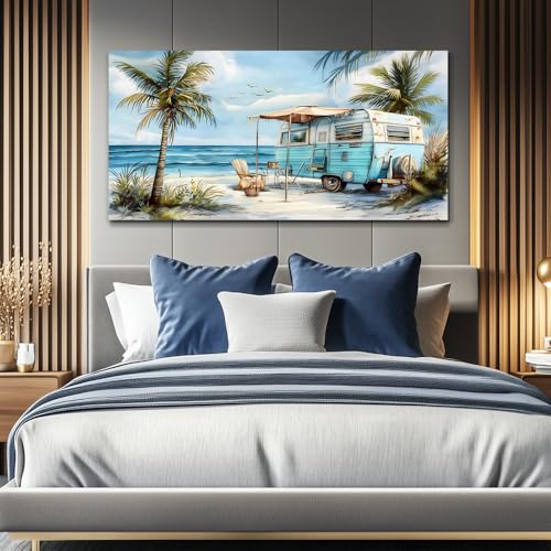 ERQINHUA Wall Art For Living Room Canvas Wall Decor For Bedroom Office Decorations Marine Beach Landscape Painting Pictures Artwork Modern Beach Posters Aesthetic Ready To Hang Home Decor 20"x40"
