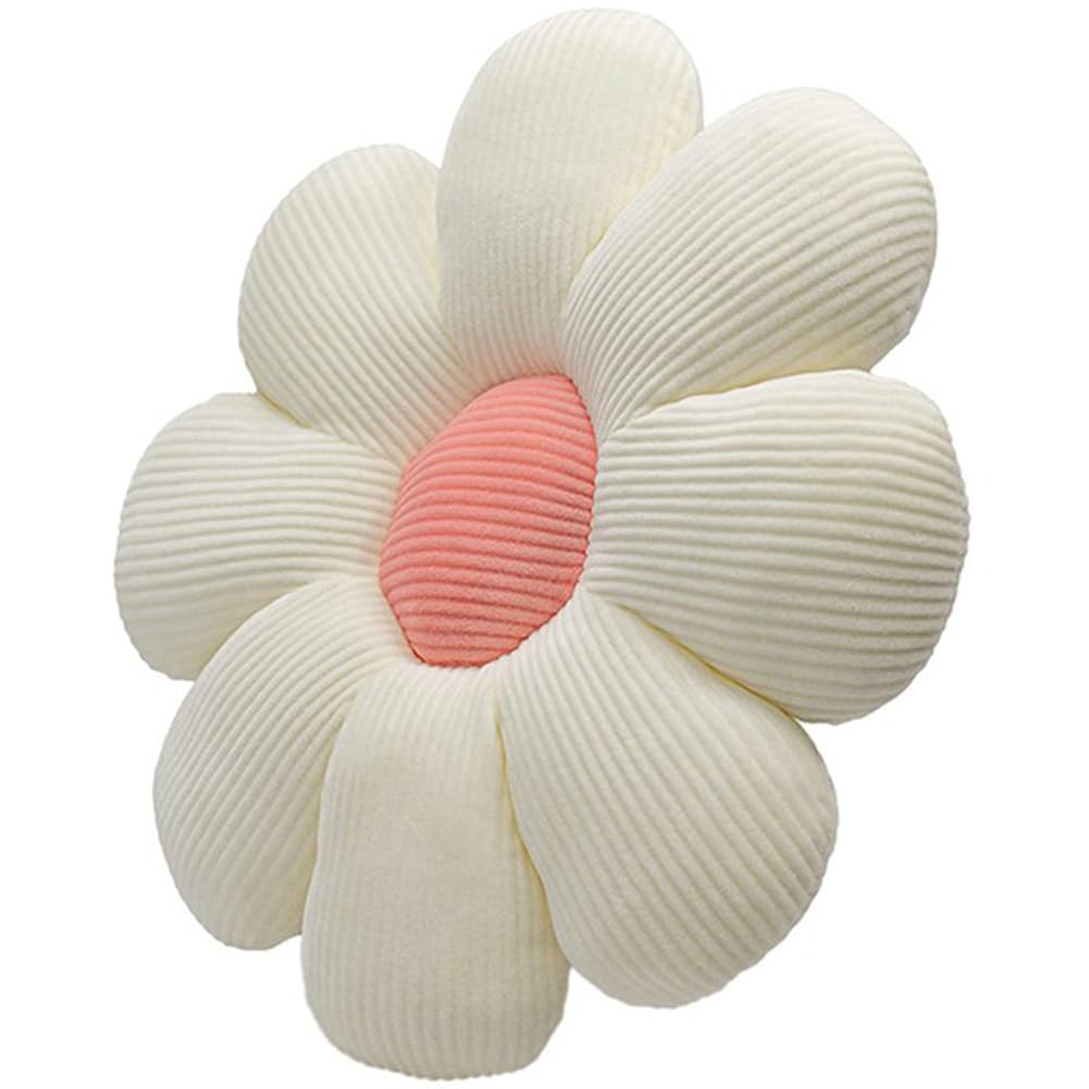 CTRLZS Flower Cushions,50cm Flower Shaped Pillow,Flower Floor Cushion Seat Cushion,Soft Petal Cushion for Home Sofa Car White