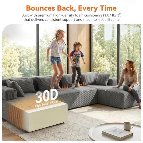Image of MONVANE 141 inch U-Shaped Modular Sectional Sofa, Ash Grey