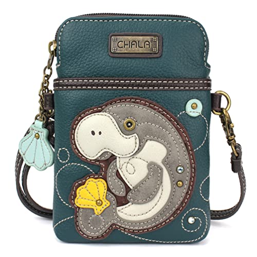 Image of CHALA Ocean Collection Cell Phone Crossbody Purse-Women PU Leather /Canvas Multicolor Handbag with Adjustable Strap