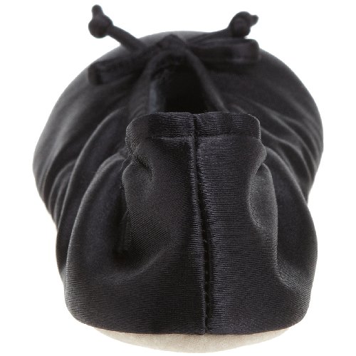 Image of Isotoner Women's Classic Satin Ballerina Slipper, Black, Medium (6.5-7.5 M US)