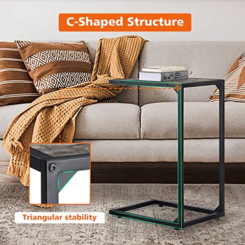 C Shaped End Table Set Of 2, Snack Side Table, C Tables For Couch, Couch Tables That Slide Under, For Living Room, Bedroom, Gray #TOP6