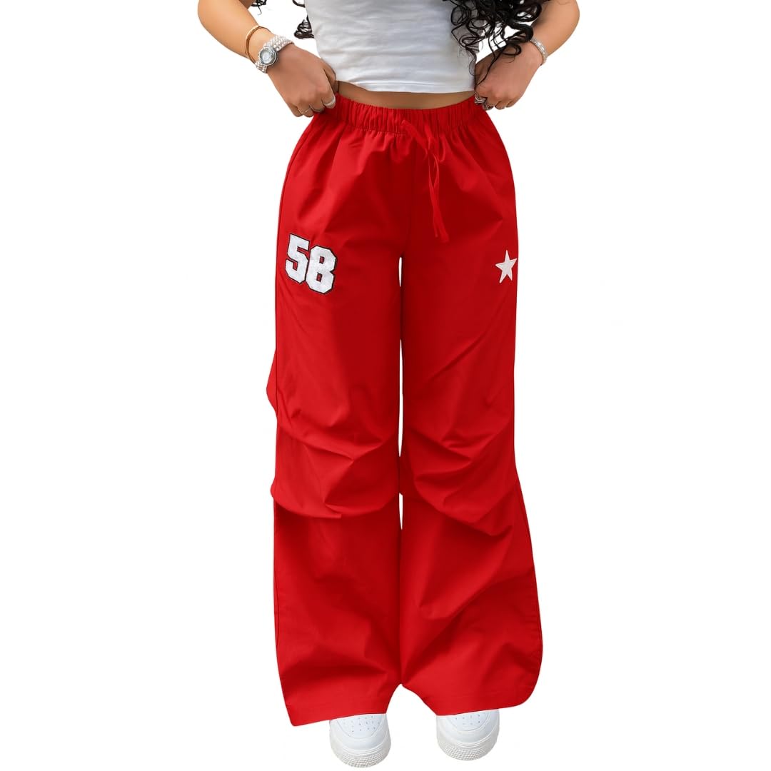 Women Baggy Track Pants High Waist Wide Leg Jogger Pants | Casual Loose Fit Streetwear Trousers with Drawstring | Comfortable Sweatpants for Girls-image-37