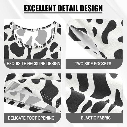 Cow Pattern Pajama Set Pajamas Sleepwear Nightwear Loungewear Clothes Set B04025814