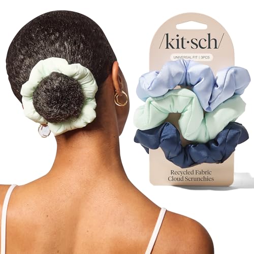 Image of Kitsch Scrunchies for Women - No Crease Hair Ties No Damage | Soft Polyester Scrunchies for All Hair Types | Stylish & Comfortable, For Ponytails & Buns | Ideal Gifts for Women - Garden Bouquet, 3pcs