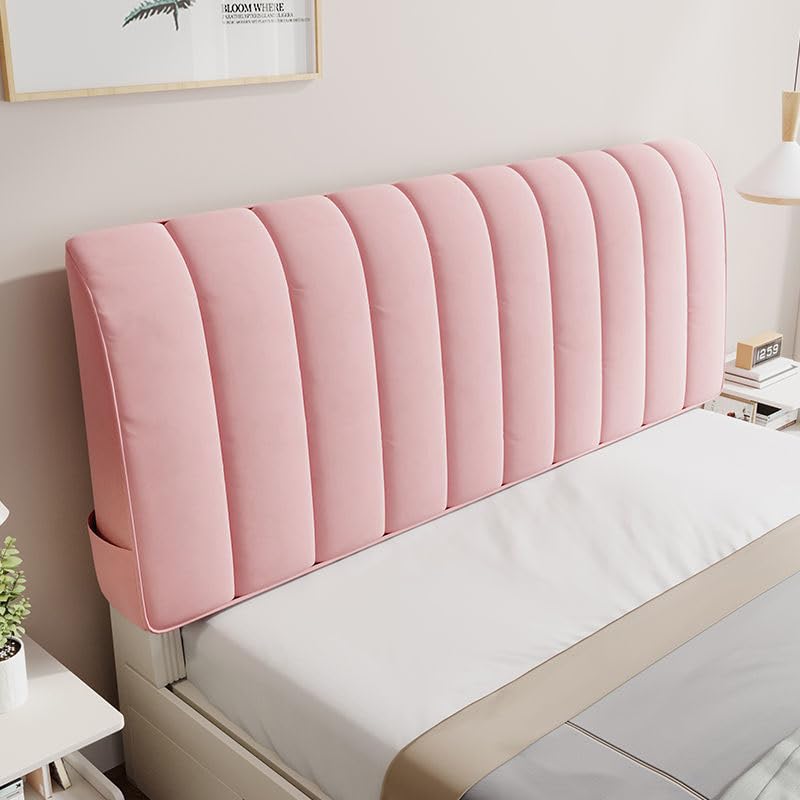 SSWH Anti-Collision Quilted Headboard Cover Thicken Dustproof Bed Head Cover Removable All-Inclusive Headboard Protector For King Quee Bed(Size:200CM/79IN,Color:Pink)