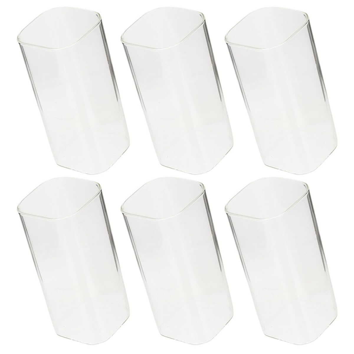 Beavorty Set 6 Tazze di Vetro Quadrate 250ml, Bicchieri da Latte e Caffè in Vetro Borosilicato Trasparente Resistenti al Calore, Adatte per Casa, Bar e Ristoranti