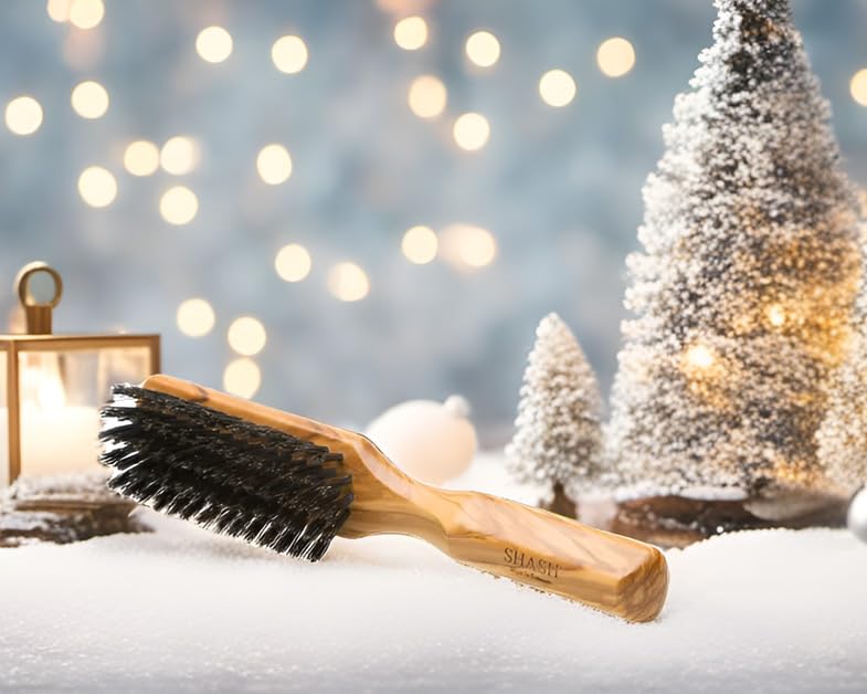 SHASH The Tidy Craftman 100% Boar Bristle Hair Brush - Made in Germany, Olive - Image 2