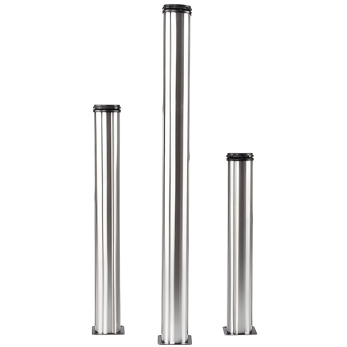Qrity 4 Piezas Patas para Muebles Altura Regulables, Total: 700-720mm Armario de Cocina Pies Redondo, Metal Cromado, para Sofas, Mesa, Cama